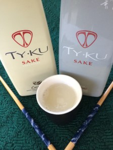Premium sakés, such as the TY KU coconut-infused (left) and TY KU Silver, are best enjoyed chilled. Both are available in Grand Junction andelsewhere. Japanese tradition says you never pour your own glass.