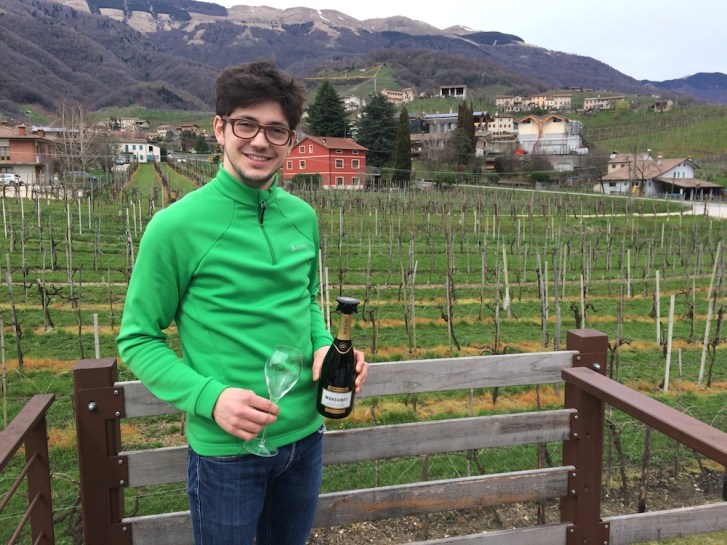 Alessio Marsura sahres his family's prestige Cartizze Prosecco DOCG on a cool spring day in Valdobbiadene. 